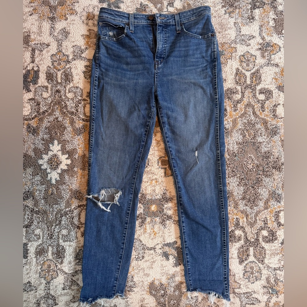 Madewell Dark Blue Distressed Skinny Jeans
